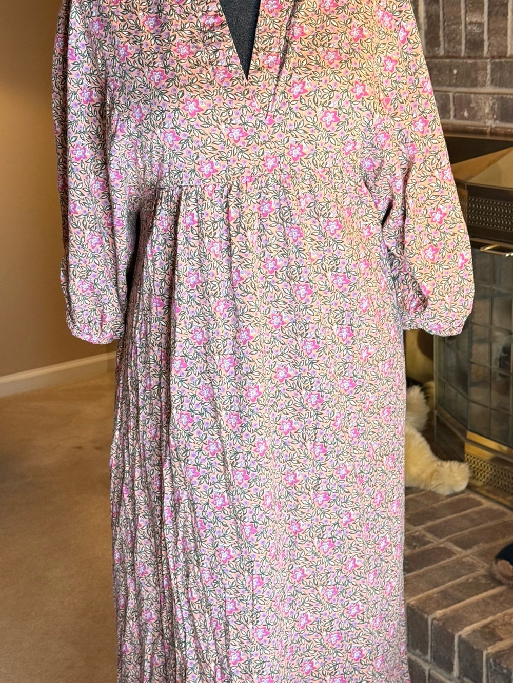 Universal Thread XXL Pink Floral Midi Dress Cottagecore Boho Cotton Blen
